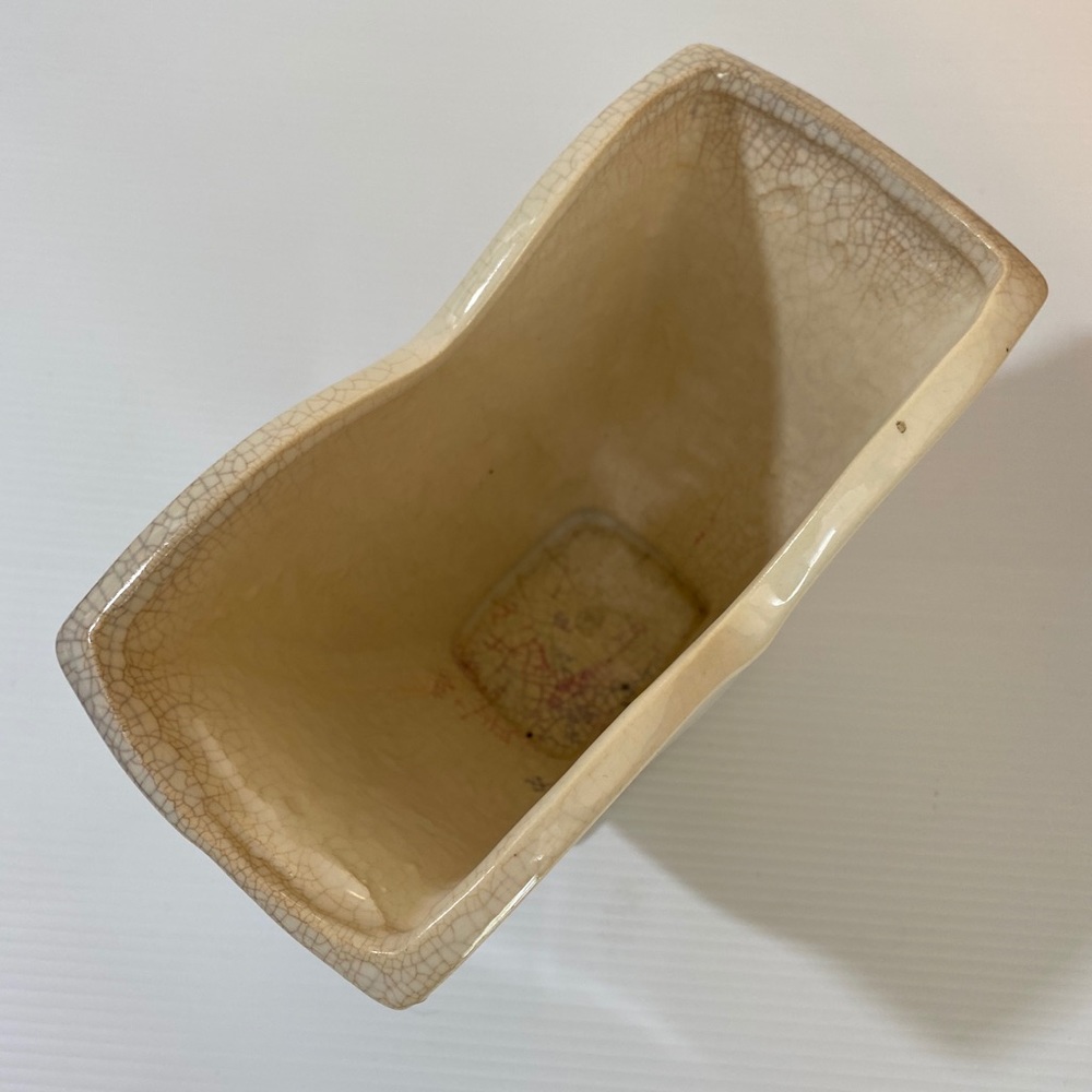 Vintage McCoy Vase Tulip Vase Vintage Pottery Antique Ivory Crackle Finish MCM - Picture 6 of 16